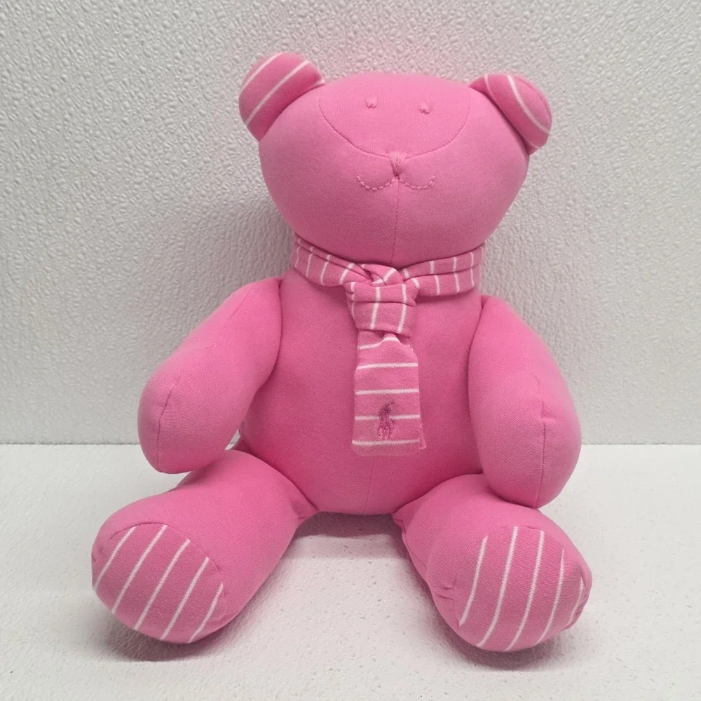Ralph Lauren Pink Bear Striped Scarf, Feet & Ears Plush
